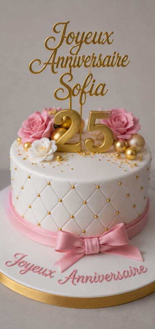 Gâteau anniversaire personnalisé Sofia 25 ans