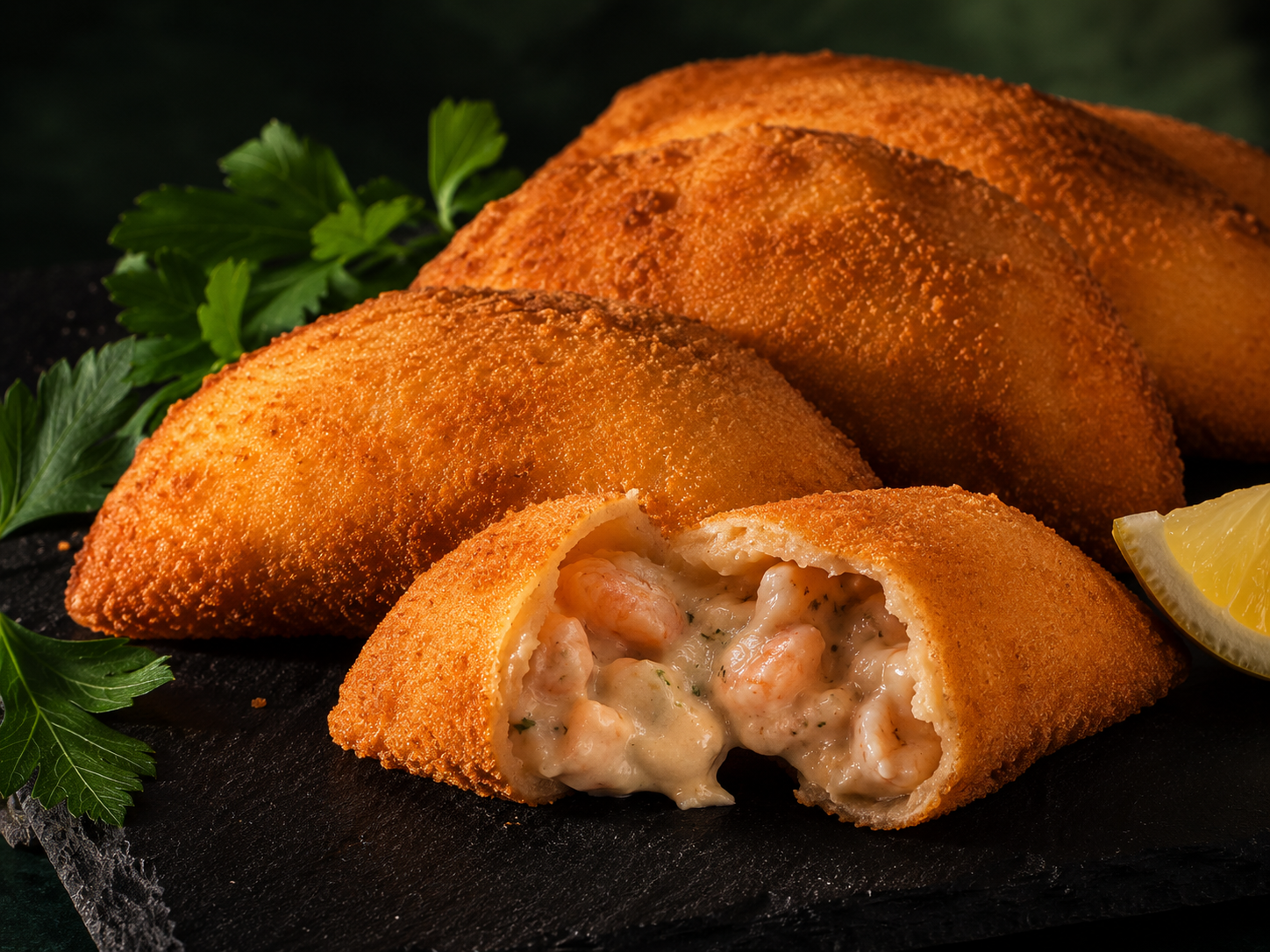 Rissóis de camarão — chaussons aux crevettes