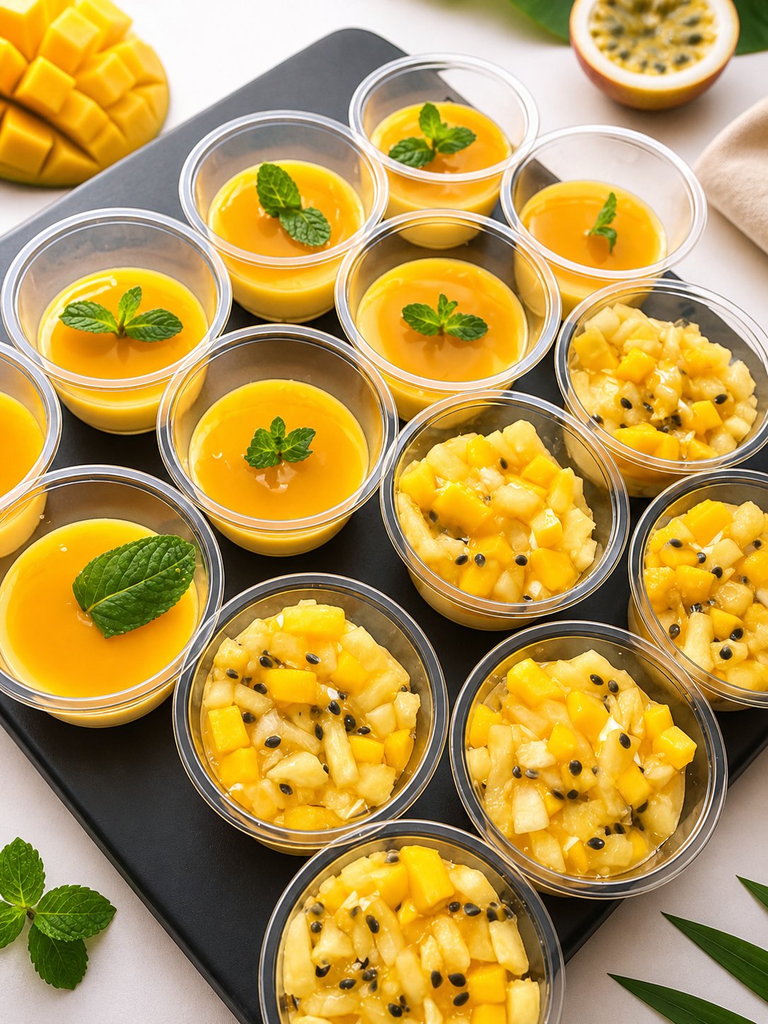 Verrines mangue et fruits de la passion